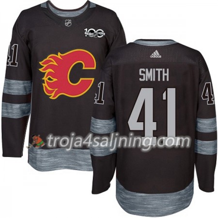 Calgary Flames tröja Mike Smith 41 1917-2017 100th Anniversary Adidas Svart Authentic - NHL Tröjor Herr